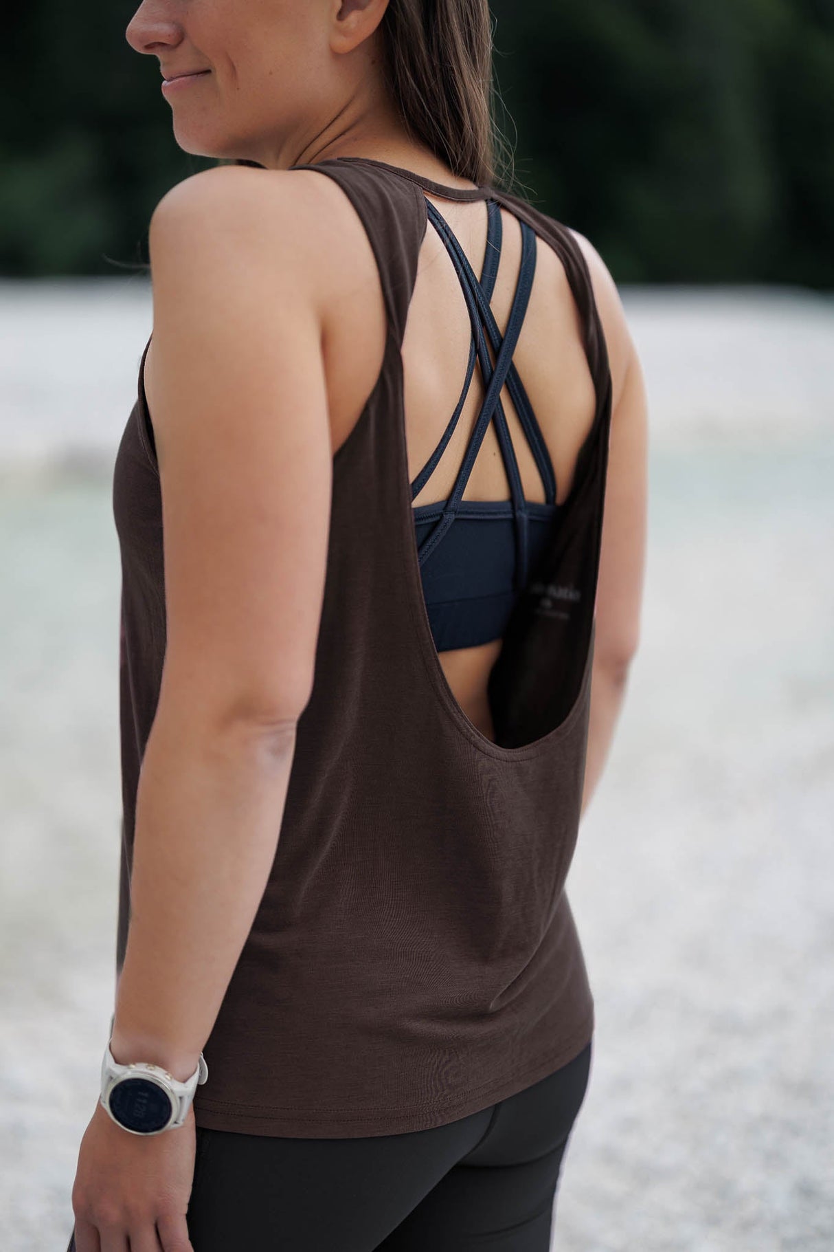 Vagabond Open Back Tank Top - Espresso