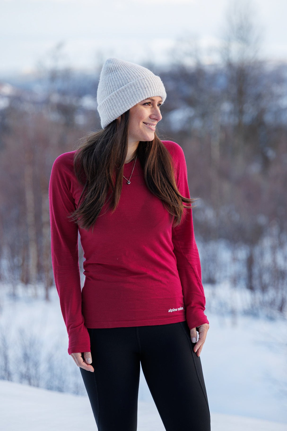 Merino Long Sleeve Tee Ruby Red