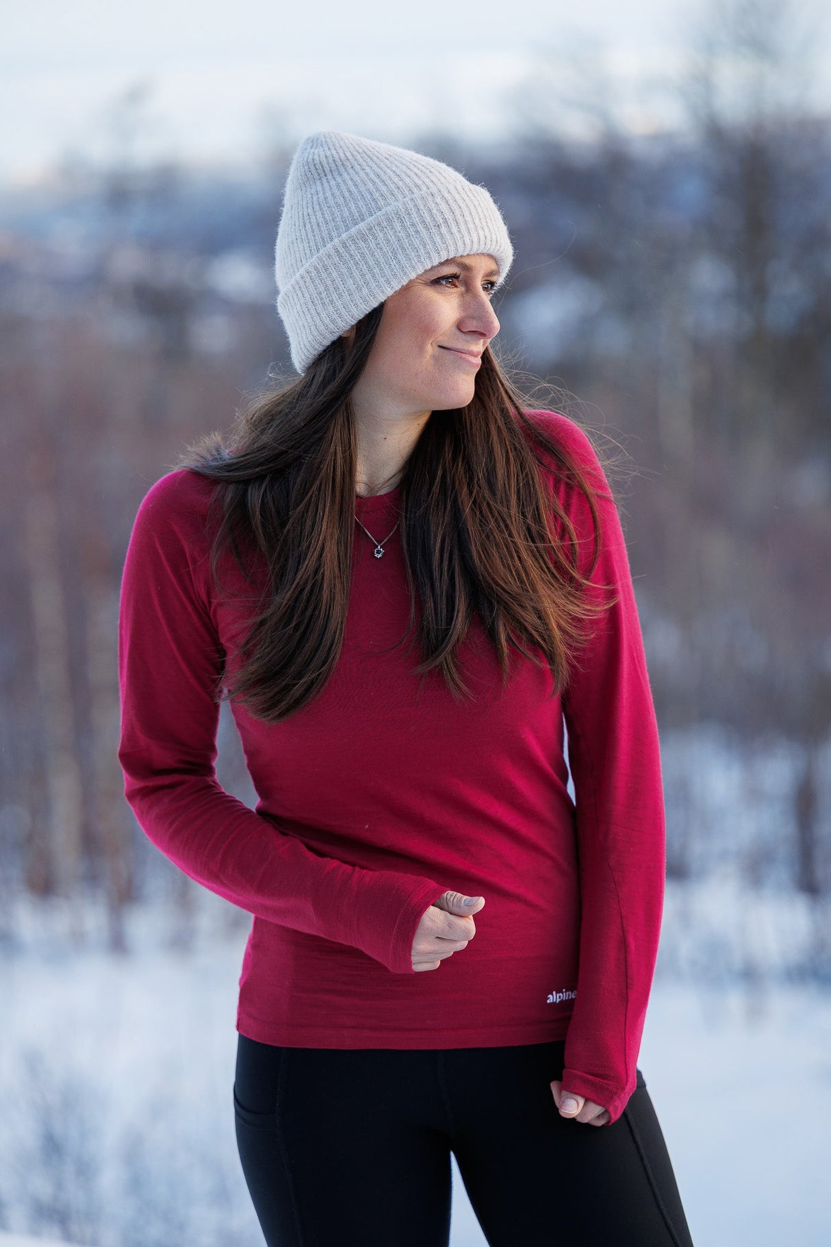 Merino Long Sleeve Tee Ruby Red