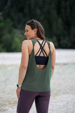 Vagabond Open Back Tank Top - Forest Green
