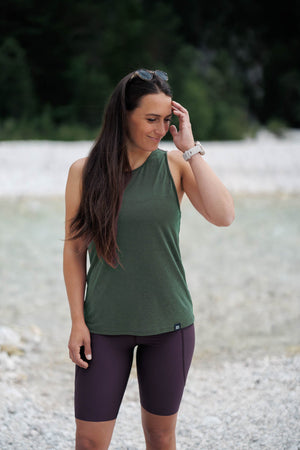 Vagabond Open Back Tank Top - Forest Green