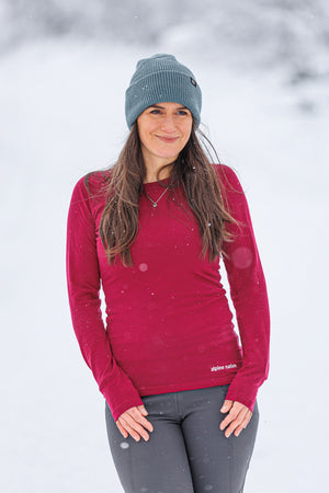 Merino Long Sleeve Tee Ruby Red