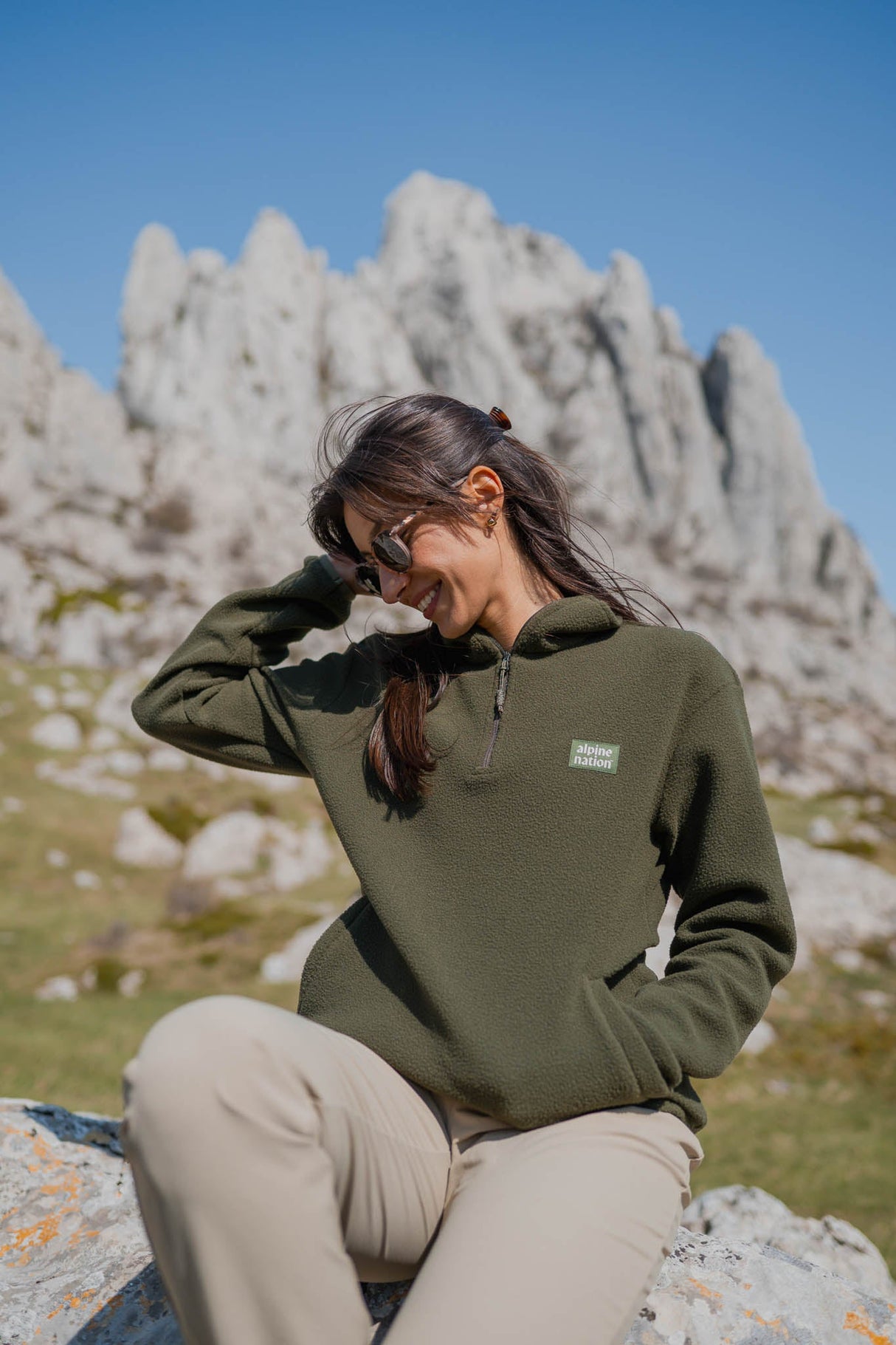 Atlas Fleece Sweater Moss Green