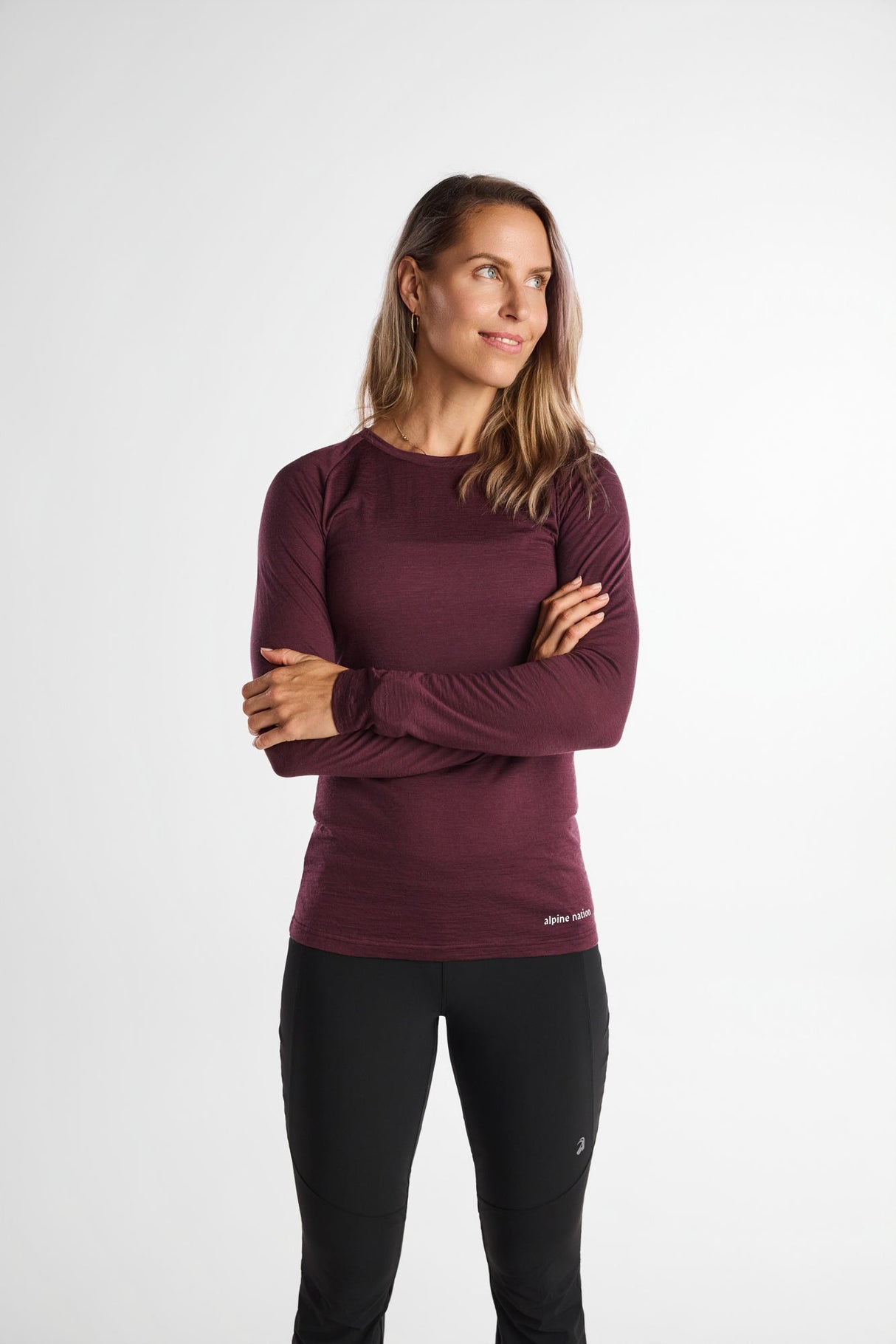 Merino Long Sleeve Tee Aubergine