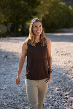 Vagabond Open Back Tank Top - Espresso