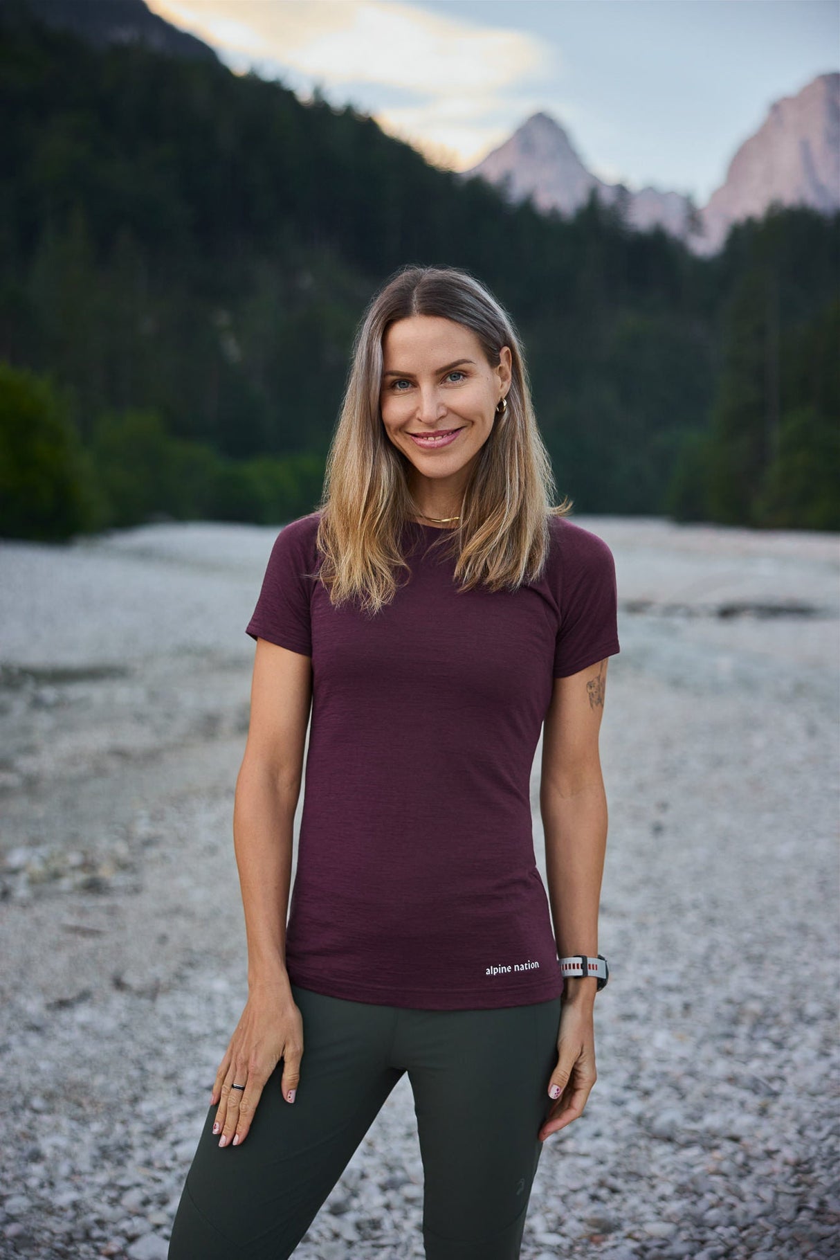 Merino Short Sleeve Tee Aubergine