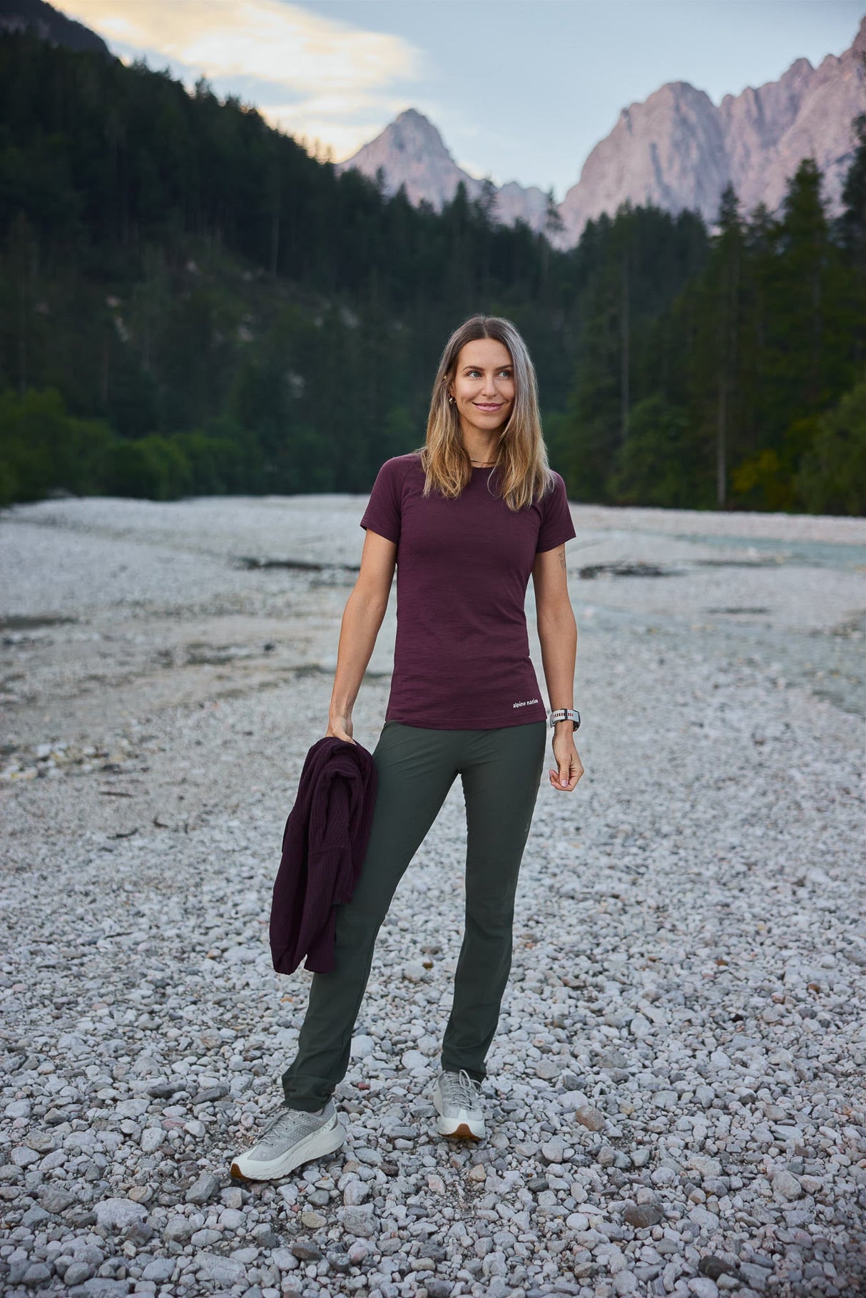 Merino Short Sleeve Tee Aubergine