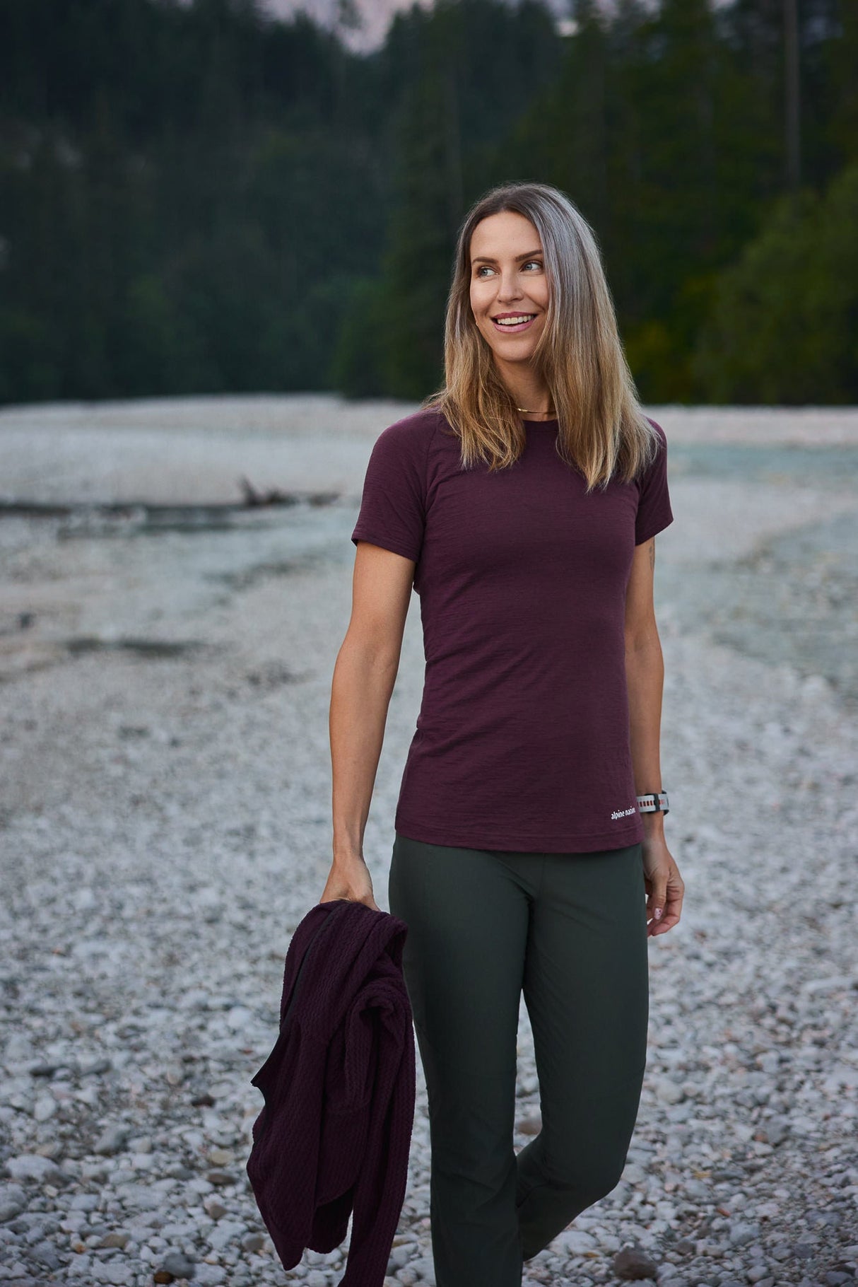 Merino Short Sleeve Tee Aubergine